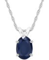 Macy's Sapphire Solitaire 18" Pendant Necklace (1 Ct. T.w.) In 14k White Gold (also In Ruby) In Sapphire