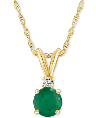 Macy's Sapphire (5/8 Ct. T.w.) & Diamond Accent 18" Pendant Necklace In 14k Gold (also In Emerald & Ruby)