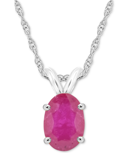 Macy's Sapphire Solitaire 18" Pendant Necklace (1 Ct. T.w.) In 14k White Gold (also In Ruby) In Ruby Red