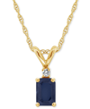 Macy's Sapphire (3/4 Ct. T.w.) & Diamond Accent 18" Pendant Necklace In 14k Gold (also In Ruby) In Sapphire