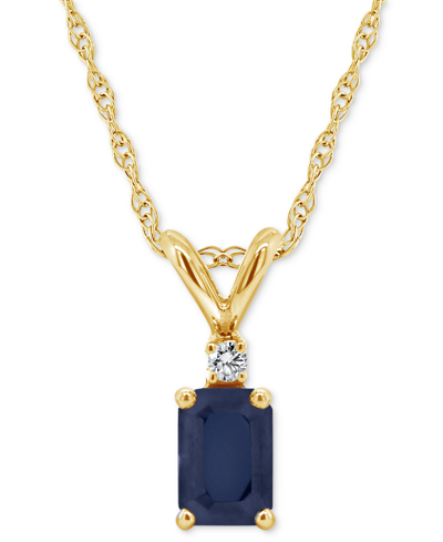 Macy's Sapphire (3/4 Ct. T.w.) & Diamond Accent 18" Pendant Necklace In 14k Gold (also In Ruby)
