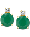 Macy's Sapphire (1-1/3 Ct. T.w.) & Diamond Accent Stud Earrings In 14k White Gold (also In Emerald & Ruby) In Emerald
