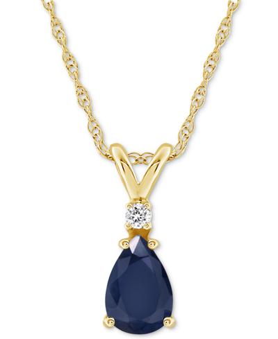 MACY'S SAPPHIRE (1 CT. T.W.) & DIAMOND ACCENT 18" PENDANT NECKLACE IN 14K GOLD (ALSO IN RUBY)