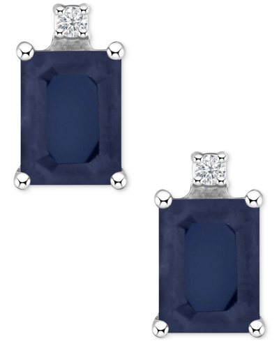 Macy's Tanzanite (1-1/5 Ct. T.w.) & Diamond Accent Stud Earrings In 14k White Gold (also In Emerald, Sapphi In Sapphire