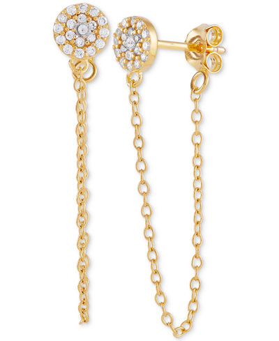 Giani Bernini Cubic Zirconia Cluster Chain Drop Earrings In 14k Gold-plated Sterling Silver, Created For Macy's (a In Gold Over Silver