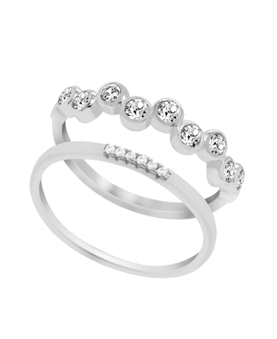 And Now This Silver Plated Imitation Cubic Zirconia Duo Ring Set
