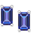 Macy's Tanzanite Stud Earrings (1/2 Ct. T.w.) In 14k White Gold (also In Emerald, Sapphire & Ruby) In Tanzanite