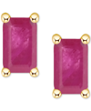 Macy's Tanzanite Stud Earrings (1/2 Ct. T.w.) In 14k Gold (also In Emerald, Ruby & Sapphire) In Ruby Red