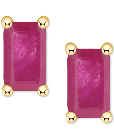 Macy's Tanzanite Stud Earrings (1/2 Ct. T.w.) In 14k Gold (also In Emerald, Ruby & Sapphire) In Ruby Red
