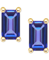 Macy's Tanzanite Stud Earrings (1/2 Ct. T.w.) In 14k Gold (also In Emerald, Ruby & Sapphire) In Tanzanite