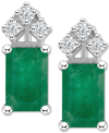 Macy's Ruby (1-3/8 Ct. T.w.) & Diamond (1/8 Ct. T.w.) Crown Stud Earrings In 14k White Gold (also In Emeral In Emerald