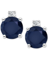 Macy's Sapphire (3/4 Ct. T.w.) & Diamond Accent Stud Earrings In 14k White Gold (also In Emerald, Ruby, & T In Sapphire