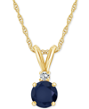 Macy's Sapphire (5/8 Ct. T.w.) & Diamond Accent 18" Pendant Necklace In 14k Gold (also In Emerald & Ruby) In Sapphire