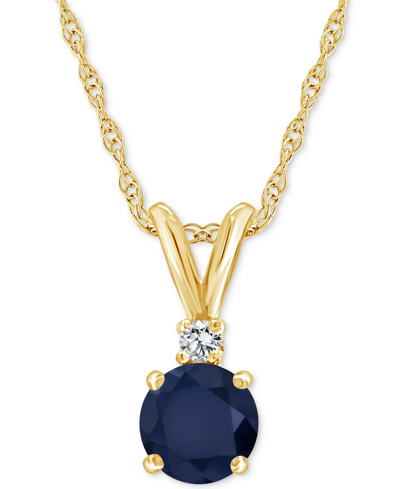 Macy's Sapphire (5/8 Ct. T.w.) & Diamond Accent 18" Pendant Necklace In 14k Gold (also In Emerald & Ruby)