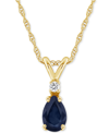 Macy's Sapphire (1/2 Ct. T.w.) & Diamond Accent 18" Pendant Necklace In 14k Gold (also In Ruby & Emerald) In Sapphire