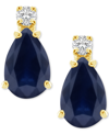 Macy's Sapphire (1-7/8 Ct. T.w.) & Diamond Accent Stud Earrings In 14k Gold (also In Emerald & Ruby) In Sapphire