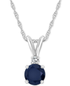 Macy's Sapphire (5/8 Ct. T.w.) & Diamond Accent Solitaire 18" Pendant Necklace In Sterling Silver (also In In Sapphire
