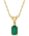 Macy's Sapphire (3/4 Ct. T.w.) & Diamond Accent 18" Pendant Necklace In 14k Gold (also In Ruby) In Emerald