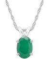 Macy's Sapphire Solitaire 18" Pendant Necklace (1 Ct. T.w.) In 14k White Gold (also In Ruby) In Emerald