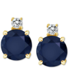 Macy's Ruby (1-1/3 Ct. T.w.) & Diamond Accent Stud Earrings In 14k Gold (also In Emerald & Sapphire) In Sapphire