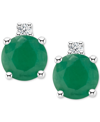 Macy's Sapphire (3/4 Ct. T.w.) & Diamond Accent Stud Earrings In 14k White Gold (also In Emerald, Ruby, & T In Emerald