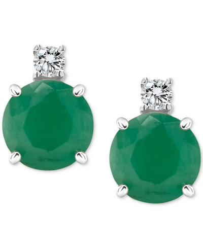 MACY'S SAPPHIRE (1-1/3 CT. T.W.) & DIAMOND ACCENT STUD EARRINGS IN 14K WHITE GOLD (ALSO IN EMERALD & RUBY)