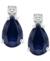 Macy's Sapphire (1-7/8 Ct. T.w.) & Diamond Accent Stud Earrings In 14k White Gold (also In Emerald & Ruby) In Sapphire