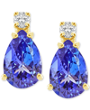 Macy's Tanzanite (3/4 Ct. T.w.) & Diamond Accent Stud Earrings In 14k Gold (also In Emerald, Ruby, & Sapphi In Tanzanite