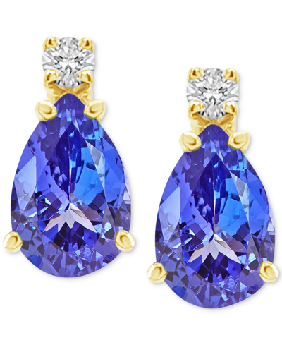 Macy's Tanzanite (3/4 Ct. T.w.) & Diamond Accent Stud Earrings In 14k Gold (also In Emerald, Ruby, & Sapphi