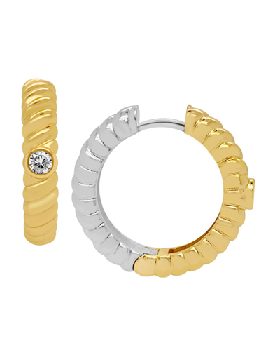 And Now This Two-tone Reversible Hoop Earrings In Silver Plated And Gold Plated
