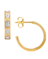 AND NOW THIS 18K GOLD PLATED IMITATION CUBIC ZIRCONIA ENCRUSTED HOOP EARRINGS