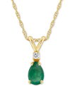 Macy's Sapphire (1/2 Ct. T.w.) & Diamond Accent 18" Pendant Necklace In 14k Gold (also In Ruby & Emerald) In Emerald