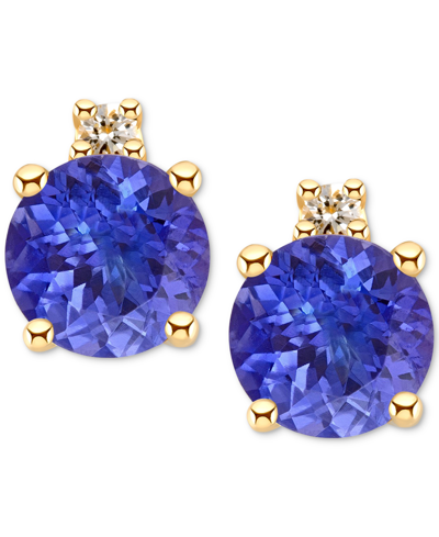 Macy's Tanzanite (1/2 Ct. T.w.) & Diamond Accent Stud Earrings In 14k Gold (also In Emerald, Ruby, & Sapphi