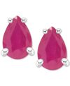 Macy's Tanzanite Pear-shape Stud Earrings (3/8 Ct. T.w.) In 14k White Gold (also In Emerald, Ruby & Sapphir In Ruby Red