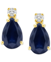Macy's Sapphire (1 Ct. T.w.) & Diamond Accent Stud Earrings In 14k Gold (also In Emerald, Ruby, & Tanzanite In Sapphire