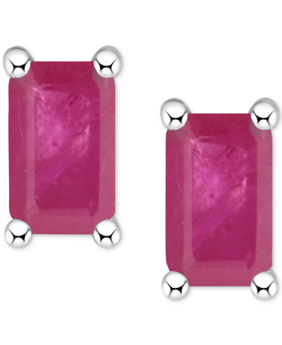 Macy's Tanzanite Stud Earrings (1/2 Ct. T.w.) In 14k White Gold (also In Emerald, Sapphire & Ruby) In Ruby Red
