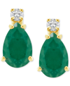 Macy's Sapphire (1 Ct. T.w.) & Diamond Accent Stud Earrings In 14k Gold (also In Emerald, Ruby, & Tanzanite In Emerald