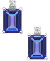 Macy's Tanzanite (1-1/5 Ct. T.w.) & Diamond Accent Stud Earrings In 14k White Gold (also In Emerald, Sapphi In Tanzanite