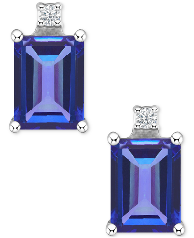 Macy's Tanzanite (1-1/5 Ct. T.w.) & Diamond Accent Stud Earrings In 14k White Gold (also In Emerald, Sapphi