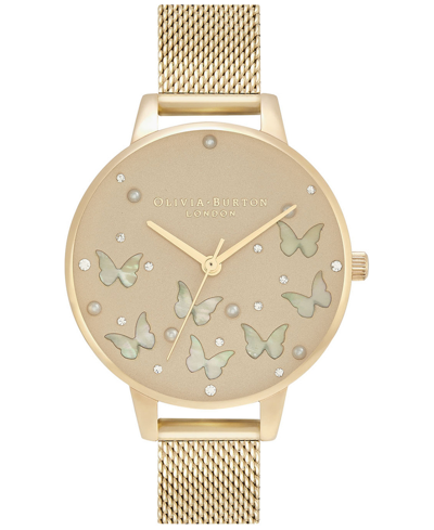 Olivia Burton Women's Sparkle Butterfly Gold-tone Mesh Bracelet Watch 34mm
