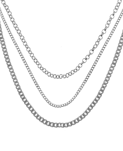 And Now This Silver Plated Layered Oval Chain Necklace 15.25", 17.5" And 19.5" + 2" Extender