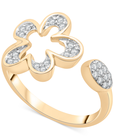 Wrapped Diamond Flower Cuff Ring (1/6 Ct. T.w.) In 14k Gold, Created For Macy's In Yellow Gold