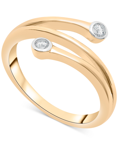 Wrapped Diamond Bezel Statement Ring (1/10 Ct. T.w.) In 14k Gold, Created For Macy's In Yellow Gold