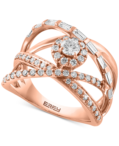Effy Collection Effy Diamond Openwork Crossover Statement Ring (7/8 Ct. T.w.) In 14k Rose Gold