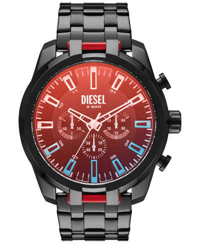 Diesel Men's Chronograph Split Black-tone Stainless Steel Bracelet Watch 51mm In Grigio