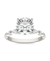 Charles & Colvard Moissanite Accented Solitaire Engagement Ring (2-1/2 Carat Total Weight Certified Diamond Equivalent In K White Gold
