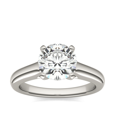 Charles & Colvard Moissanite Cathedral Solitaire Ring (1-9/10 Carat Total Weight Certified Diamond Equivalent) In 14k In White Gold