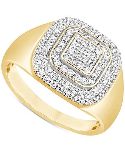 Macy's Men's Diamond Concentric Cluster Ring (1 Ct. T.w.) In 10k Gold In Yellow Gold