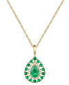 Macy's Sapphire (1-1/2 Ct. T.w.) & Diamond (1/10 Ct. T.w.) Teardrop 18" Pendant Necklace In 14k Gold (also In Emerald