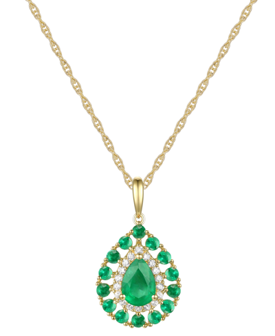 Macy's Sapphire (1-1/2 Ct. T.w.) & Diamond (1/10 Ct. T.w.) Teardrop 18" Pendant Necklace In 14k Gold (also In Emerald